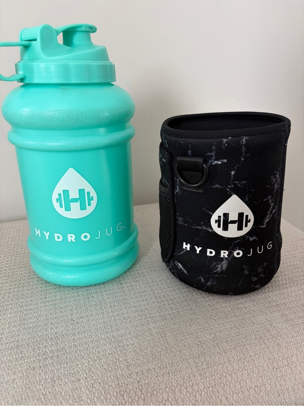 HydroJug Classic 73oz Mint Water Bottle & Black Marble Neoprene Sleeve Set